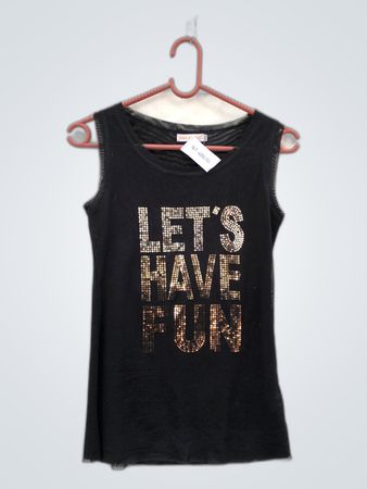 Black Tank Top with Let's Have Fun Design