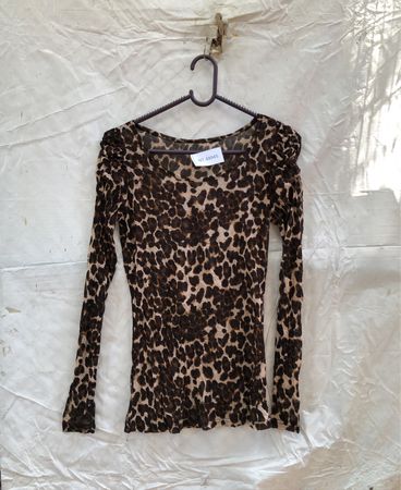 Leopard Print Sheer Long Sleeve Top