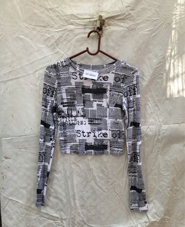 Newspaper Print Long Sleeve Top