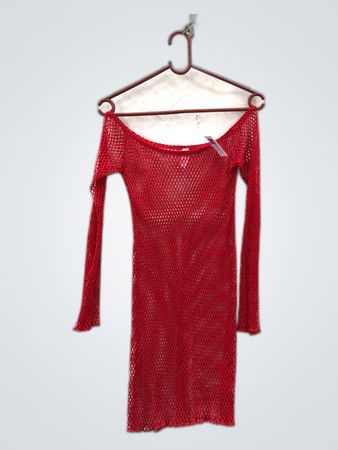 Baby Phat Red Mesh Long Sleeve Mini Dress