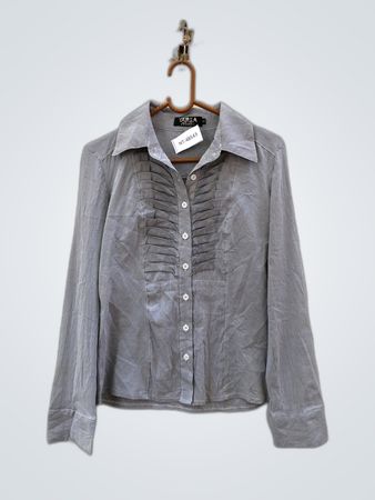 YATULU Striped Collared Blouse