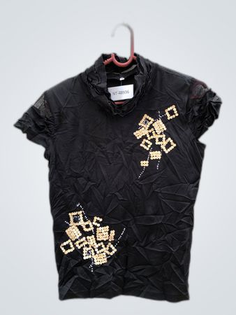 Unbranded Black Ruffled Sequin Top