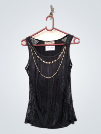 Adeline Black Lace Mesh Sleeveless Top