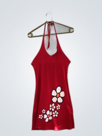 Unbranded Red Floral Spaghetti Strap Mini Dress