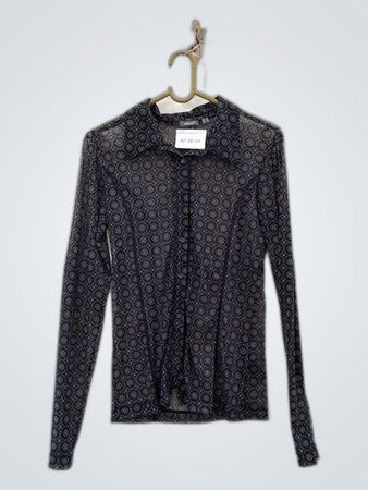 MEXX Sheer Geometric Print Button-Down Blouse