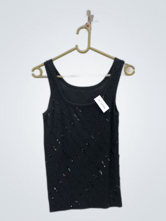Unbranded Black Sequined Tank Top