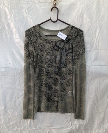 Unbranded Grey Lace Long-Sleeve Top