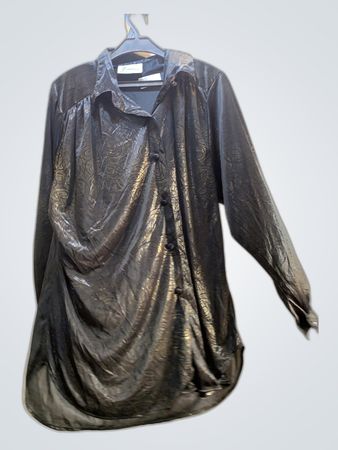 Joanna Black Metallic Button-Down Shirt