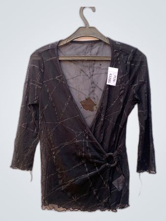 Black Mesh Wrap Top