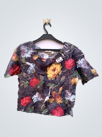 Moffi Floral Printed Short Sleeve Blouse