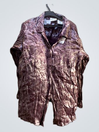 Kathie Lee Purple Floral Button-Down Blouse