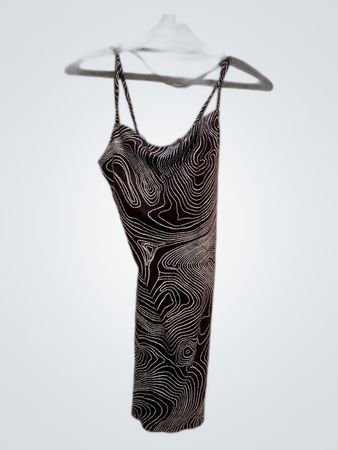 Unbranded Black Wavy Shimmer Mini Slip Dress