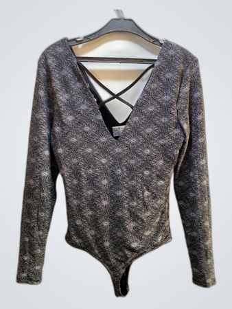 Unbranded Black Shimmer Long Sleeve Bodysuit