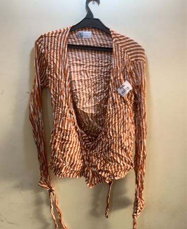 Striped Long Sleeve Wrap Cardigan