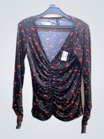 Long Sleeve Cherry Print Top