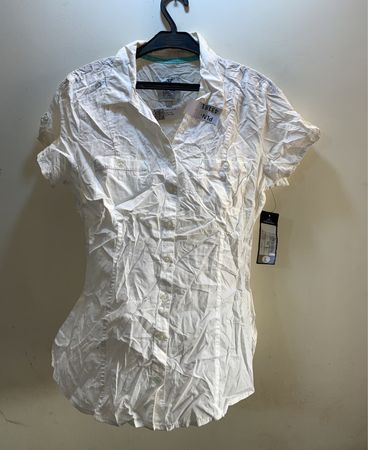Clockhouse Basics White Short Sleeve Button-Down Shirt