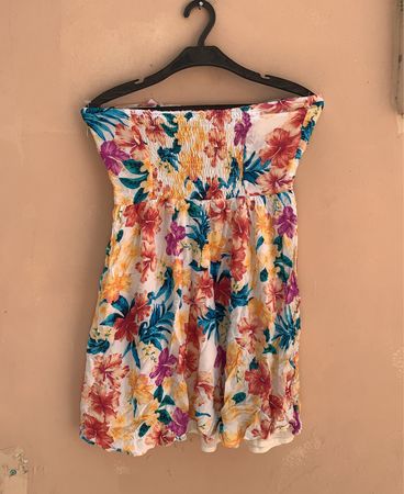 Bershka Strapless Floral Mini Dress