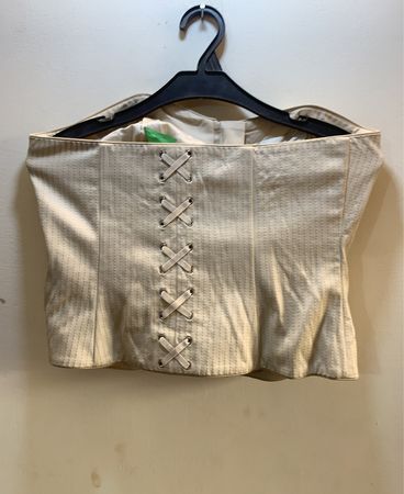 Unbranded Beige Pinstripe Lace-Up Corset Bustier