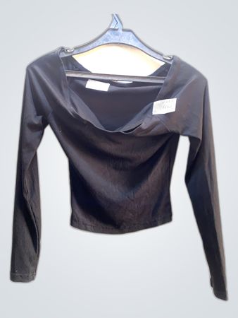Unbranded Black Ribbed Off-Shoulder Long Sleeve Crop Top