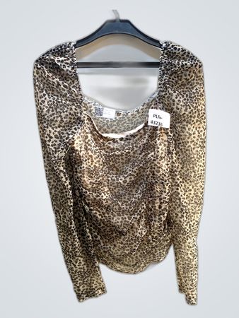 Unbranded Leopard Print Sheer Long Sleeve Top