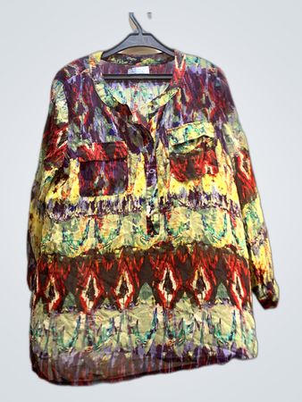 Cupio Multicolored Geometric Print Long Sleeve Blouse