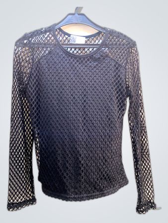 Unbranded Black Mesh Long-Sleeve Top