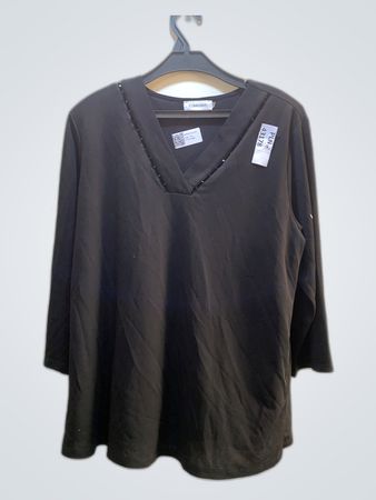Calvin Klein Black V-Neck Blouse
