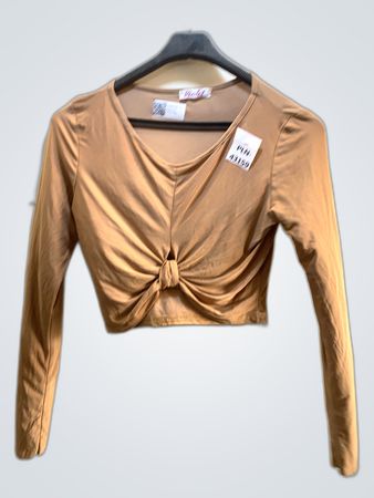 Violet Cropped Long-Sleeve Twist Top