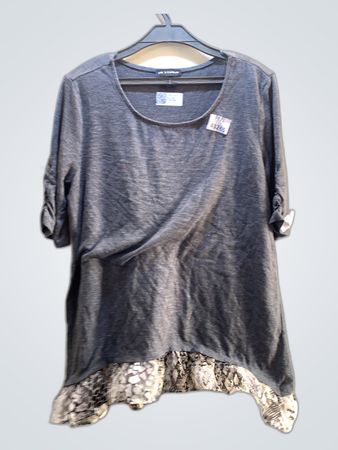 IN. STUDIO Gray Tunic Dress with Animal Print Hem