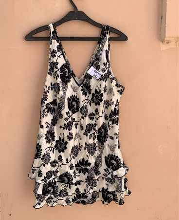 August Silk Black and White Floral Sleeveless Top