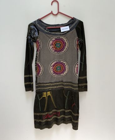 Unbranded Bohemian Patchwork Long-Sleeve Mini Dress