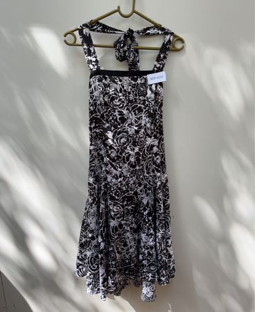 Unbranded Black and White Floral Halter Dress