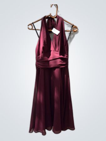 Montego Maroon Halter Neck Midi Dress