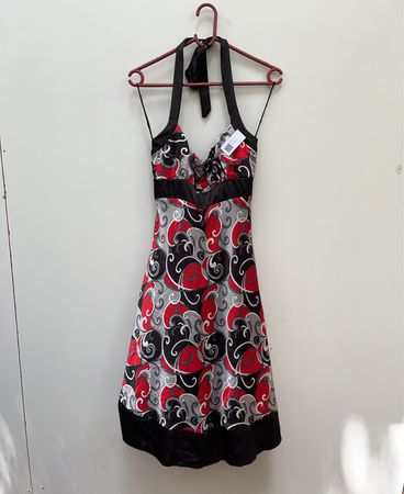 Jessica Abstract Swirl Halter Mini Dress