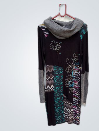 Unbranded Patchwork Cowl Neck Dress
