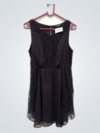 Review Black Lace Sleeveless Mini Dress