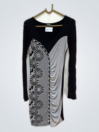 TAJ Black Lace Panel Mini Dress