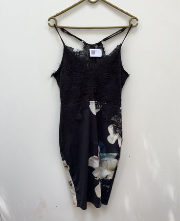 Unbranded Black Lace Floral Mini Dress