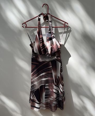 Unbranded Geometric Print Halter Mini Dress