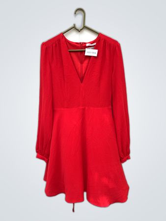 Glamorous Red Long Sleeve V-Neck Dress