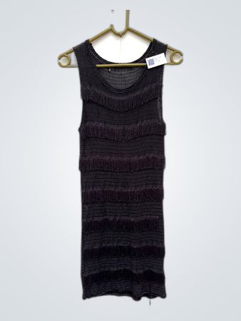 Unbranded Black Fringed Knit Sleeveless Top