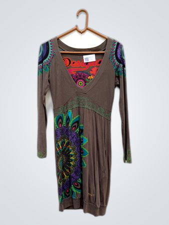 Desigual Printed Long-Sleeve Mini Dress