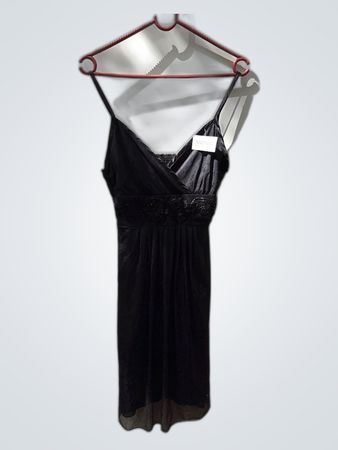 Black Satin Wrap Mini Dress