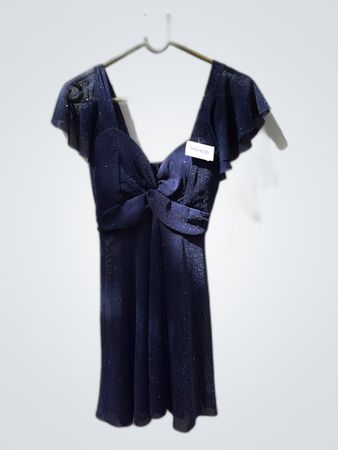 Unbranded Navy Sparkly Wrap Mini Dress