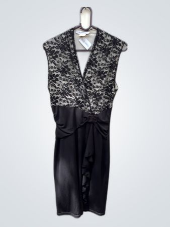 Jus d'Orange Black Lace Wrap Dress