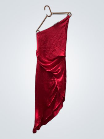 Unbranded Red One-Shoulder Satin Mini Dress