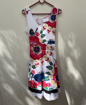 Unbranded Floral Butterfly Print Sleeveless Mini Dress