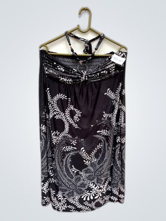Unbranded Black Paisley Print Strapless Dress