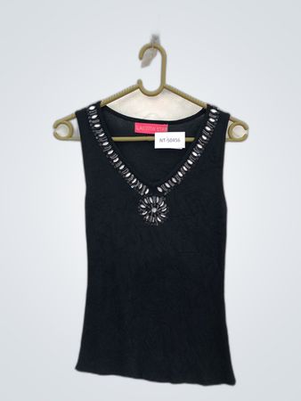 Laetitia Star Black Beaded V-Neck Cami Top