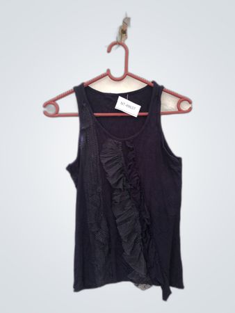 Black Ruffled Tank Top
